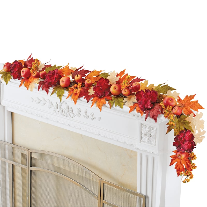 Multicolor Autumn Leaves Floral Apple 5-Foot Long Garland