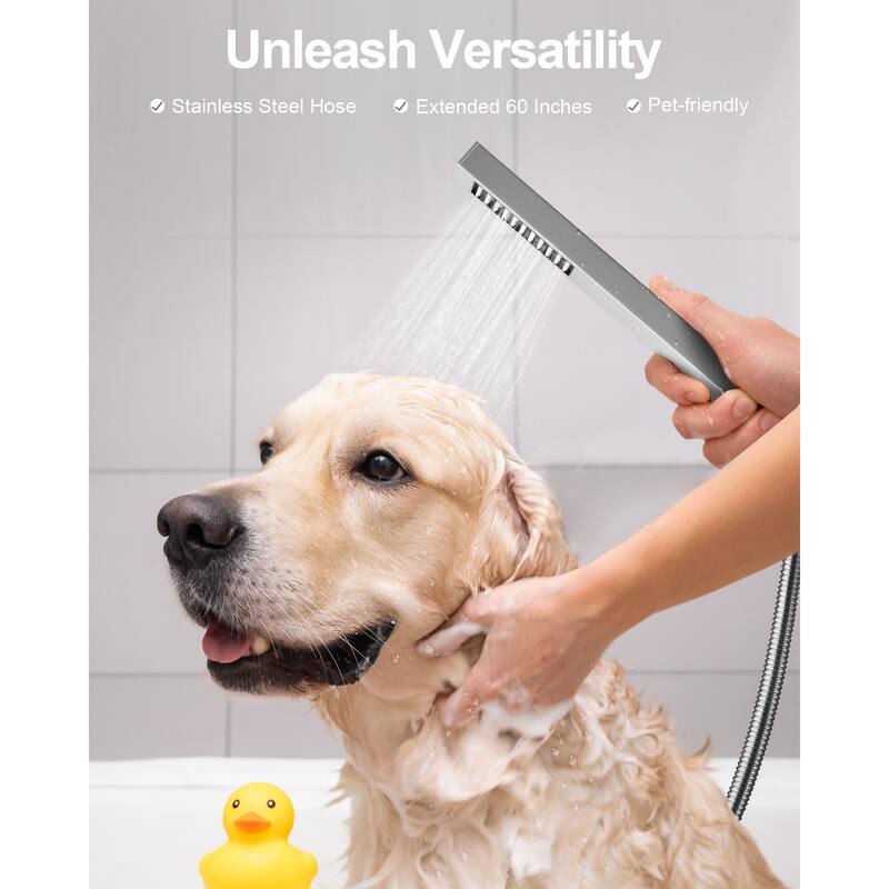 GRANDJOY 10" Rainfall Shower System with 2-Handle Waterfall Bathroom Sink Faucet Combo Set