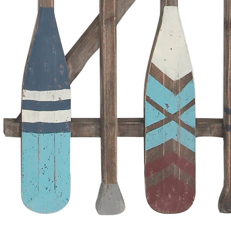 Brown Wood Novelty Canoe Oar Paddle Home Wall Decor with Arrow and Stripe Patterns