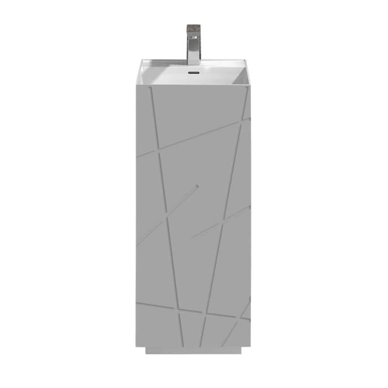 Springhill Collection Pedestal, Elegant Square Shaped Pedestal Sink, Centerset Faucet Hole, Solid Surface