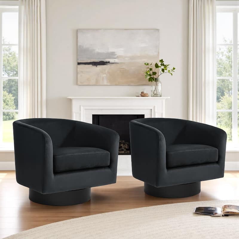 2 Set 360-Degree Swivel Round Barrel Chair Velvet Accent Chairs