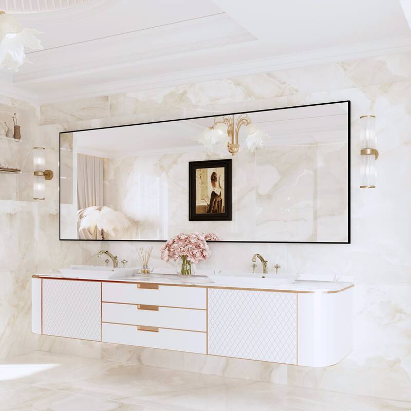 QuivaraView Wall Mounted Aluminum Frame Bathroom Vanity Mirror
