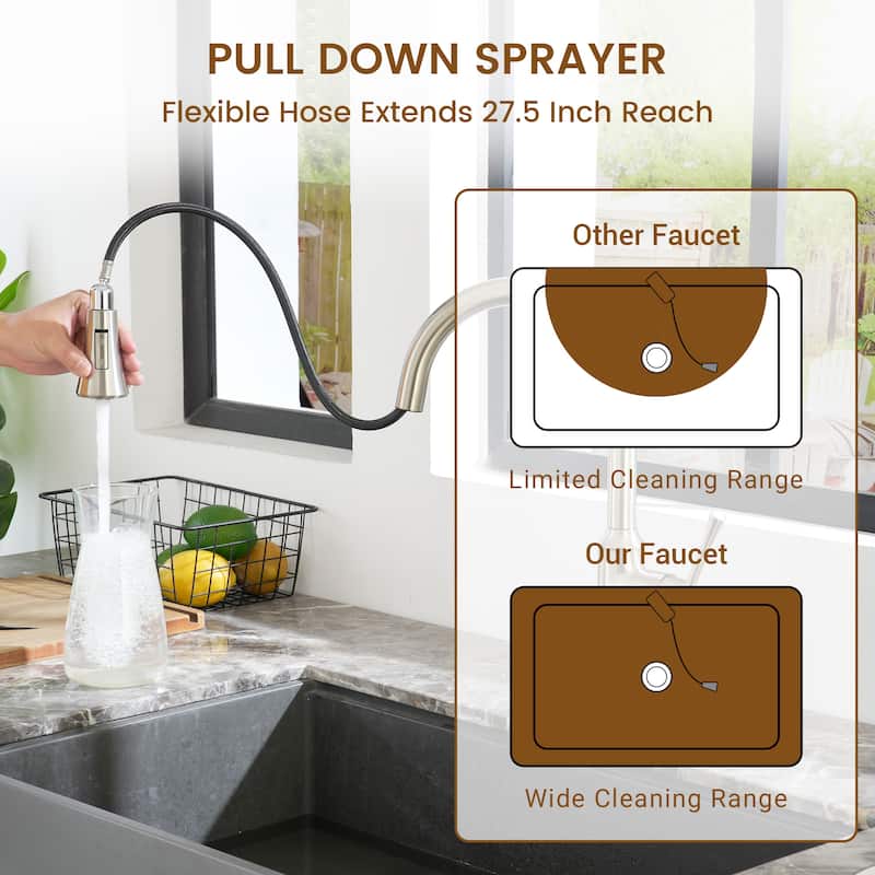 Smart Touchless Single Handle Pull-Down Sprayer Kitchen Faucet with Infrared Sensor and Smart Voice Control