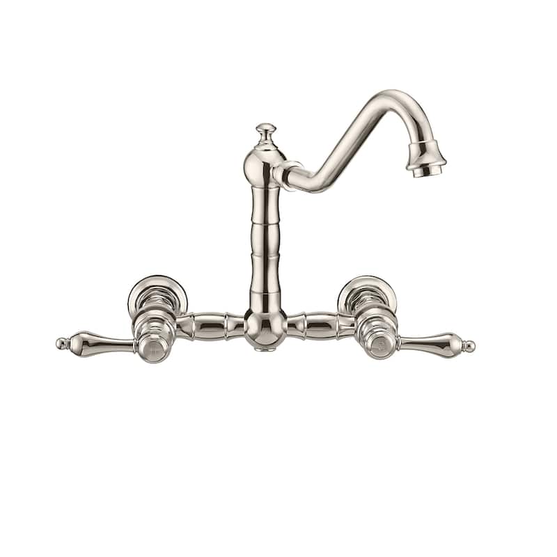 Vintage III Plus Wall Mount Faucet with a Long Traditional Swivel Spout, Lever Handles and Solid Side Spray