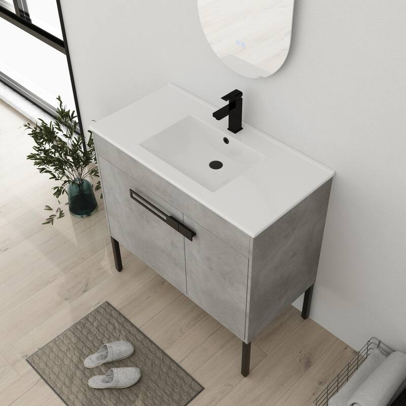 Bathroom Vanity With Sink In 24/30/36 Inch, Floating Bathroom Vanity or Freestanding Vanity With Soft Close Door