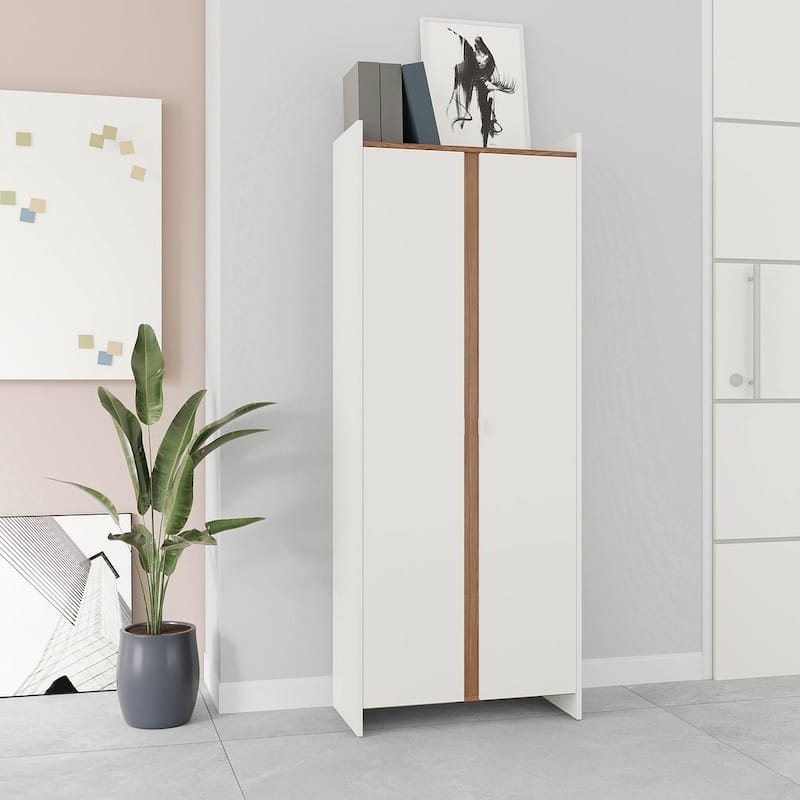 Manhattan Comfort Mid-Century Ratzer 11 Shelf Storage Cabinet - White