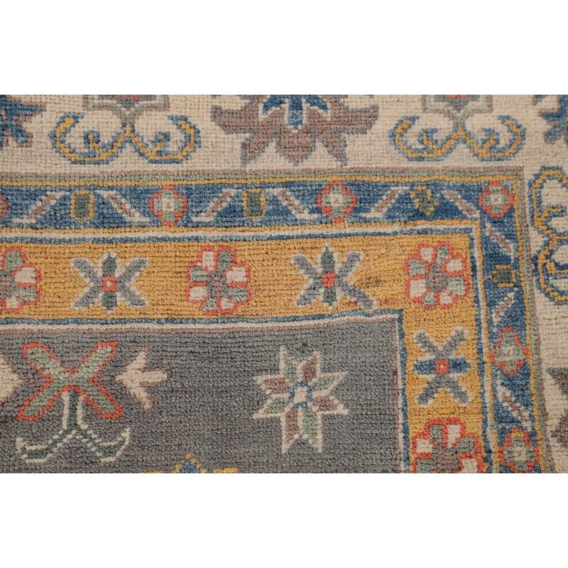 Ray Geometric Kazak Oriental Area Rug Hand-Knotted Wool Carpet - 6'7" x 9'8"