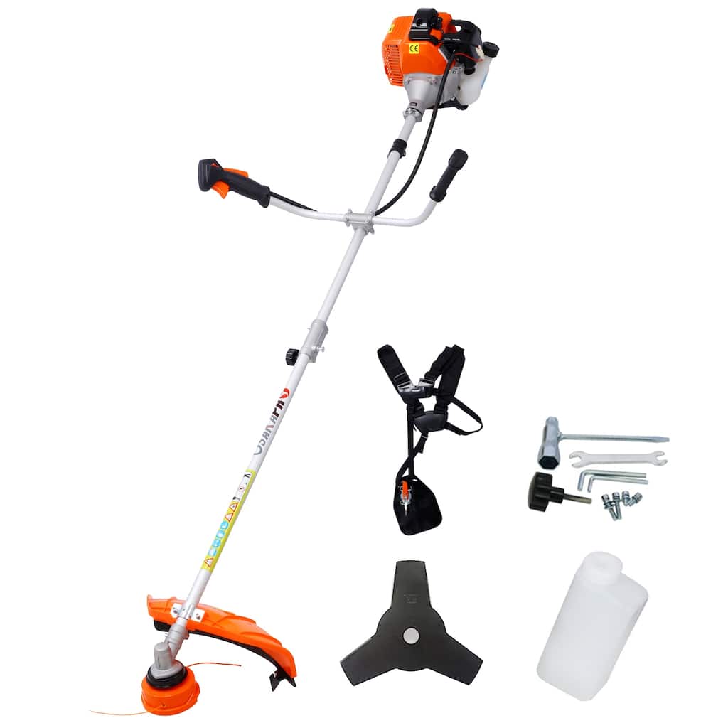 52cc Weed Eater Wacker Gas Powered, 2 in 1 String Trimme with 10" Brush Cutter,Rubber Handle & Shoulder Strap Included