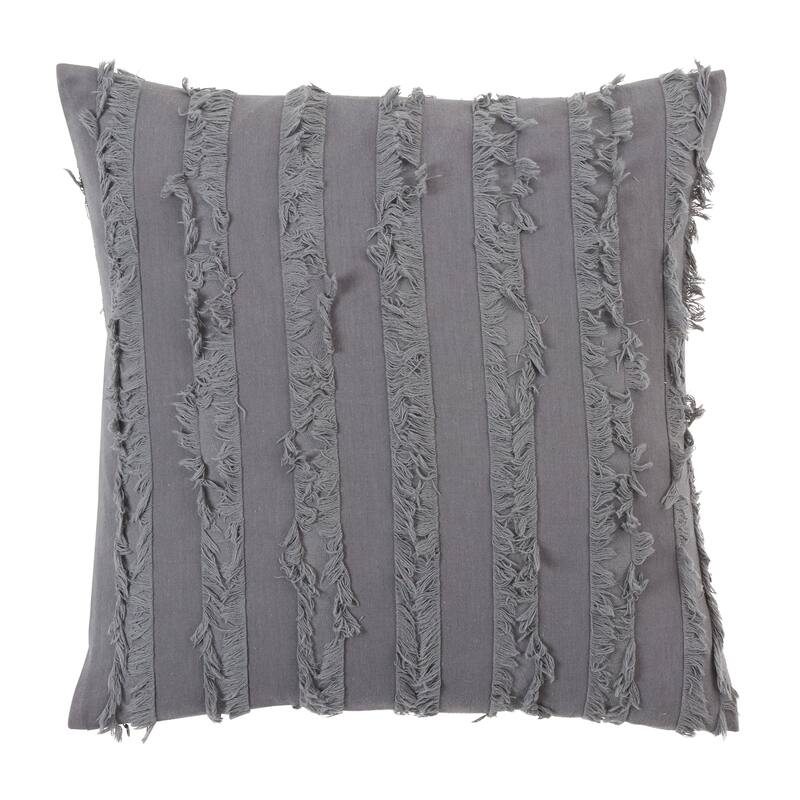 Throw Pillow With Fringe Stripe Design