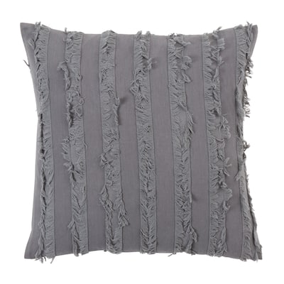 Throw Pillow With Fringe Stripe Design