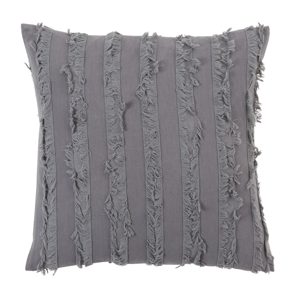 Throw Pillow With Fringe Stripe Design