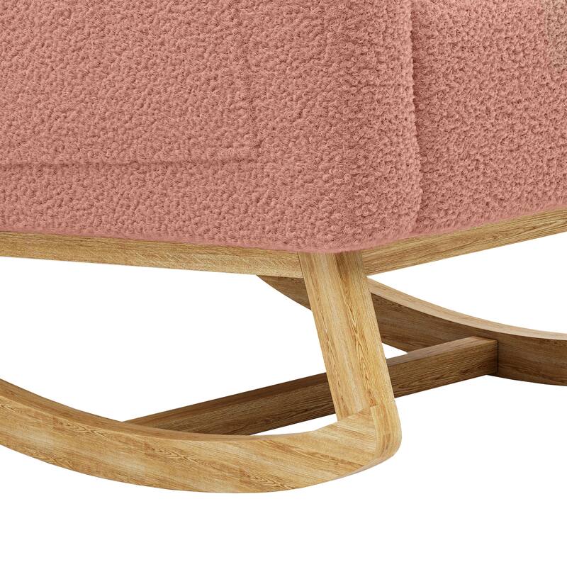 Modern Teddy Fabric Rocking Chair With Right Pocket For Indoor