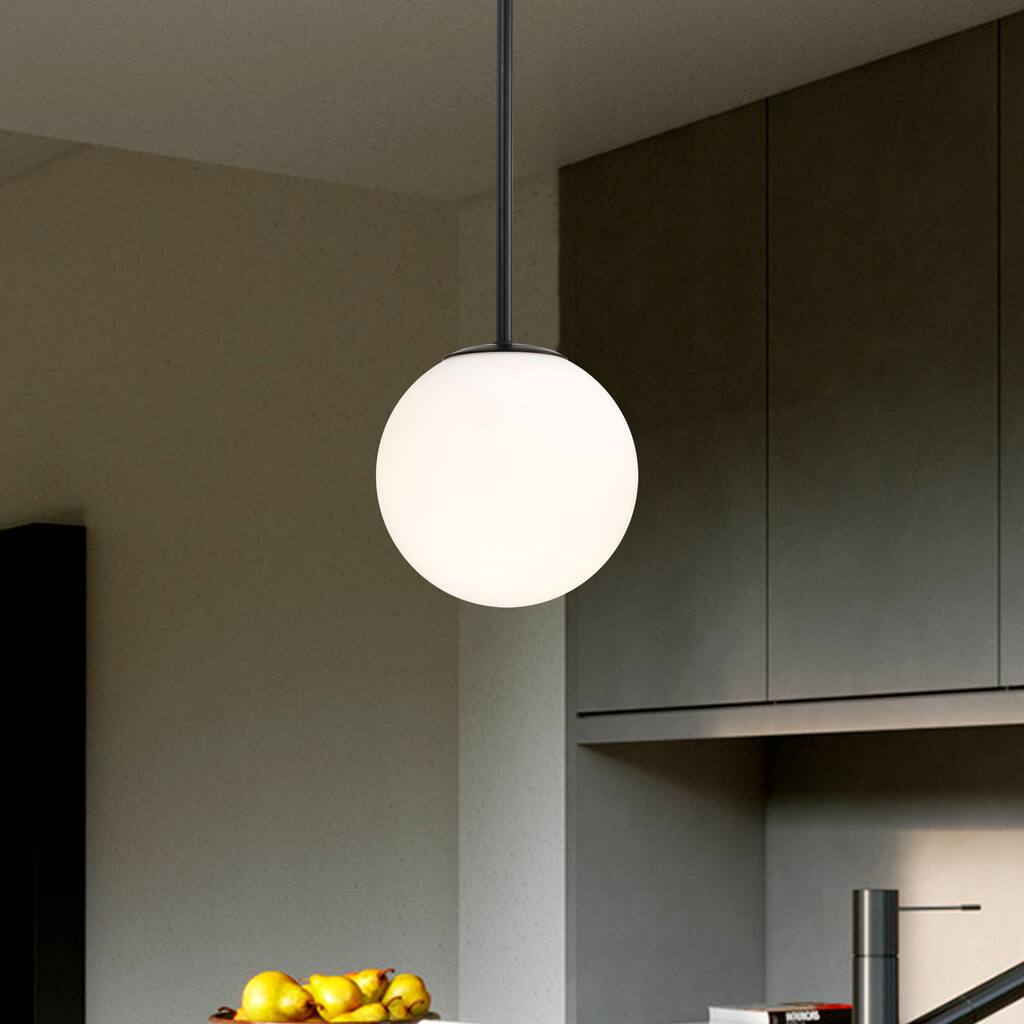 Black Globe Modern LED Pendant Light Warn/White Light for Dinning Room