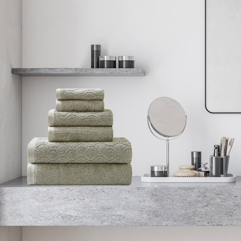 Superior 100% Cotton Jacquard Denim 6-Piece Wash Towel Set