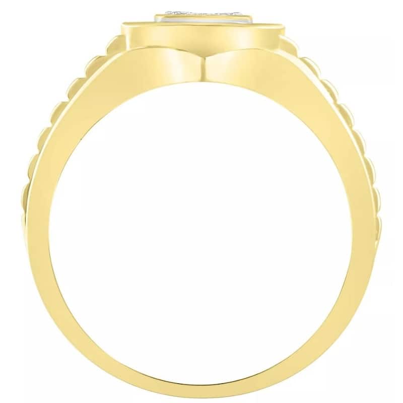 1/2 Ct Mens Diamond Ring Wide Polished Anniversary Band Yellow Gold