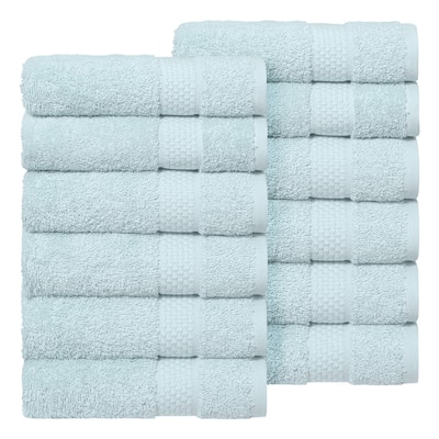 Authentic Hotel and Spa 100% Aeagean Long Staple Turkish Cotton STARLIGHT Terry Hand Towels (Set of 12)