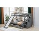 preview thumbnail 5 of 22, Twin over Full Bunk Bed with Slide, Drawers, Storage Grids & Guardrails, Space-Saving Design, Interchangeable Ladder, Grey