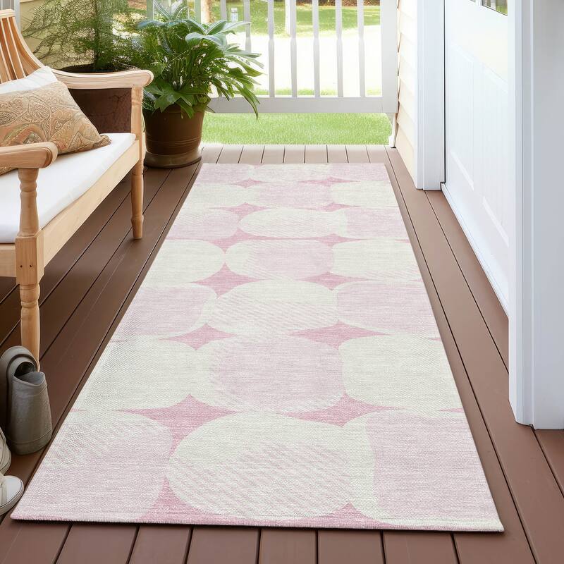 Machine Washable Indoor/ Outdoor Chantille Puffy Modern Rug - Pink - 2'3" x 7'6"