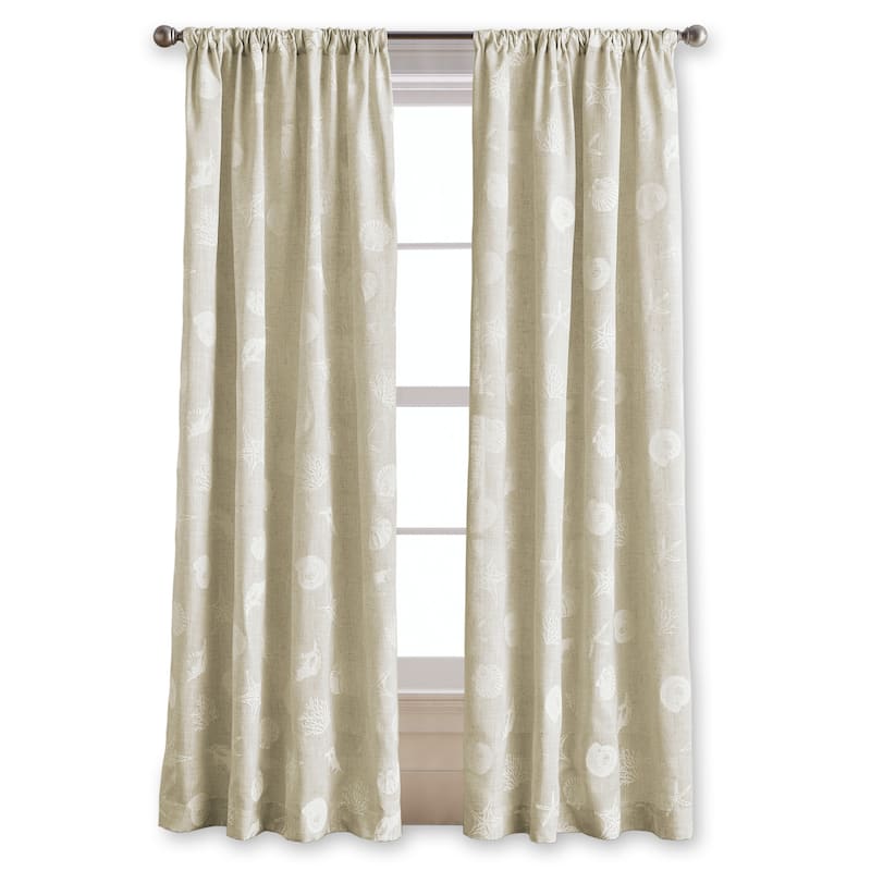 Coastal Seashells Rod Pocket Curtain Panel