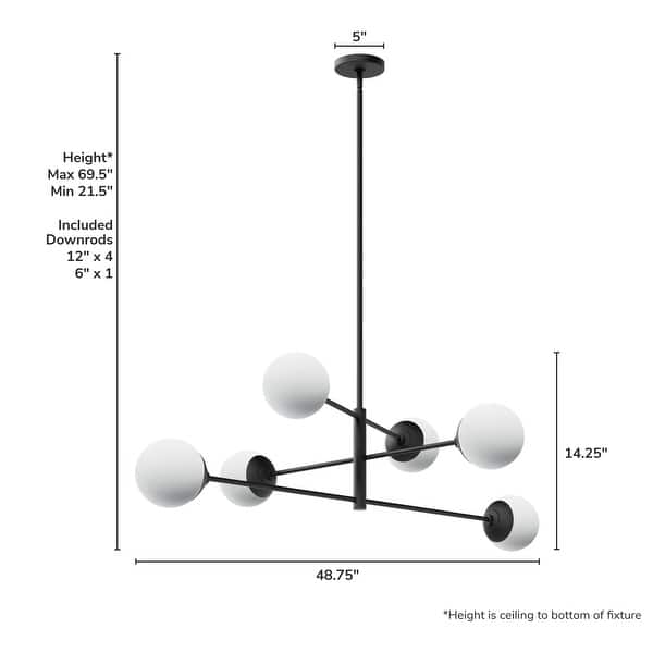 dimension image slide 8 of 11, Hunter Hepburn Chandelier - Dining Room, Entry - Retro/Minimalistic, Sputnik