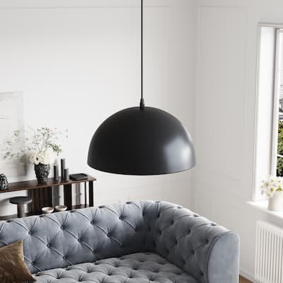 Black 13.8 inches Metal Dome Modern Pendant Light Fixture