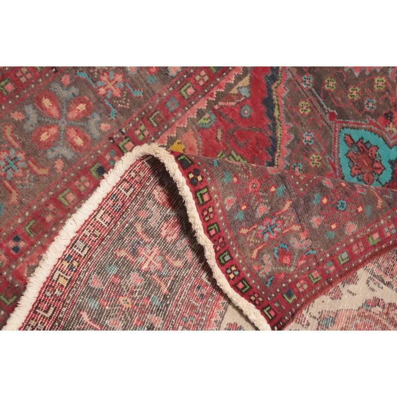 Hand Knotted Oriental 100% Wool Carpet Traditional Floral Red Tabriz Runner Rug - 10' 9'' X 3' 10''
