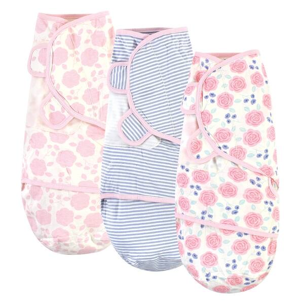 slide 1 of 1, Touched by Nature Baby Girl Organic Cotton Swaddle Wraps, Pink Rose, 0-3 Months - Pink Rose - 0-3 Months 0-3 Months - Pink Rose