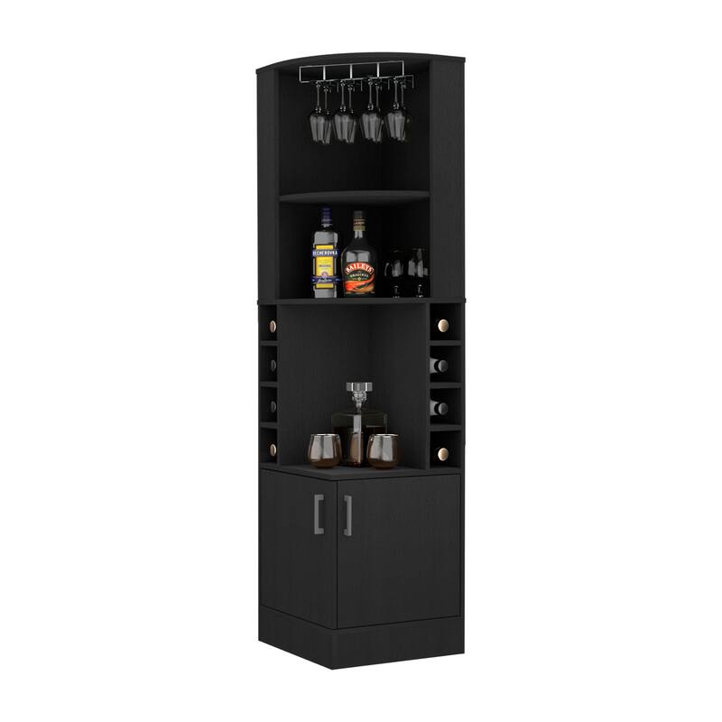 Bar Cabinet Papprika, 8 Wine Cubbies, Double Door, Dark Brown Finish,High quality and durable