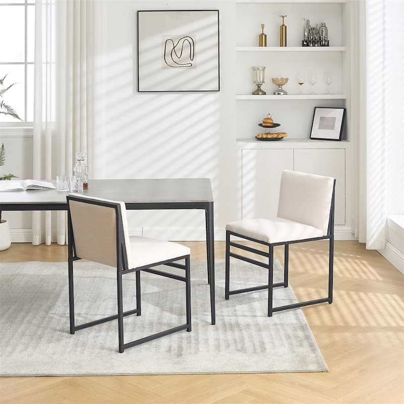 Modern Dining Chairs set of 2,Upholstered Linen Cushions and Backrest