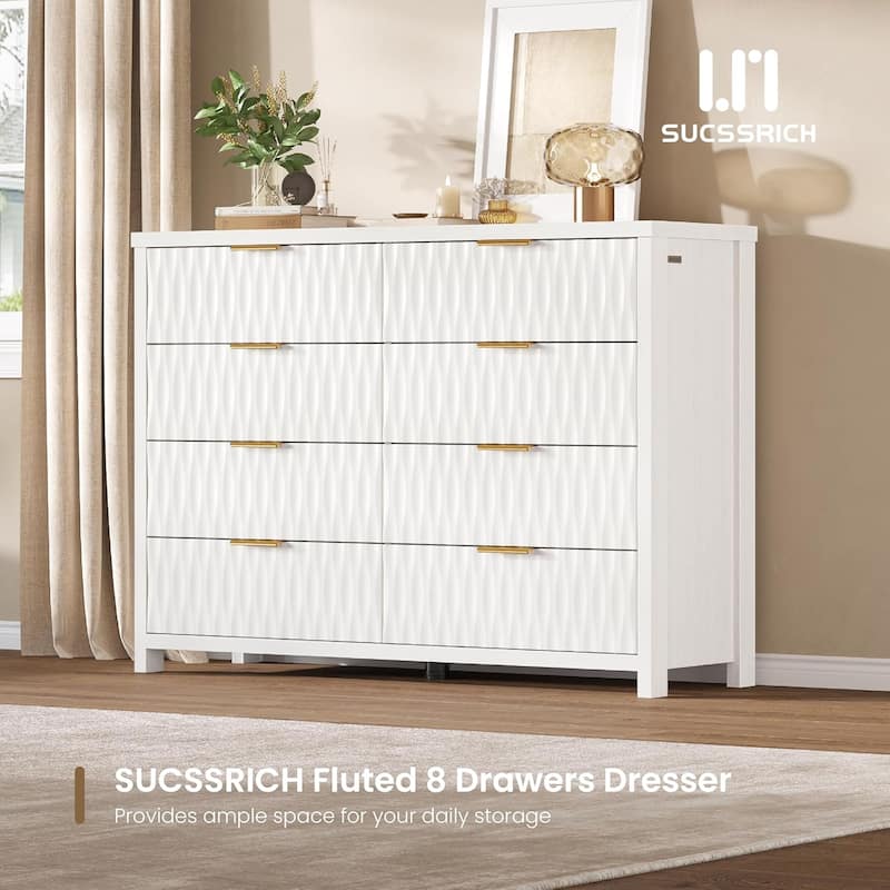 Fluted Bedroom Dresser Drawers TV Stand Drawer Organizer