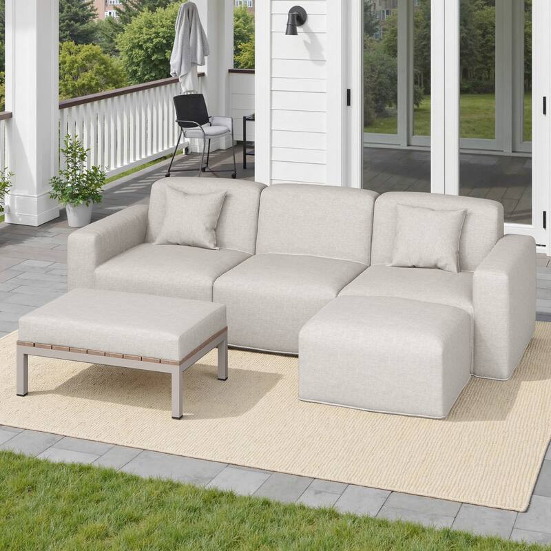 5-piece Full Foam Cushioning Sectional Sofa Set for living Room Patio