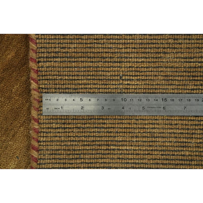 Hand Knotted Oriental 100% Wool Carpet Tribal Animal Pictorial Yellow & Gold Gabbeh Area Rug - 9' 11'' X 9' 11''