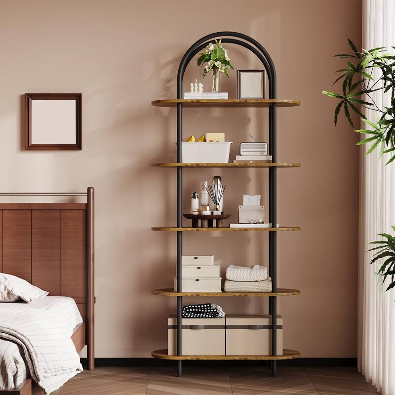 5-Shelf Bookcase, 71" Tall Metal Bookshelf,Modern Open Display Rack with Adjustable