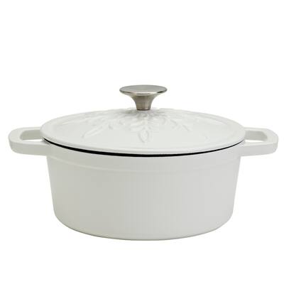 3Qt Enamel Cast Iron Dutch Oven - White Snowflake