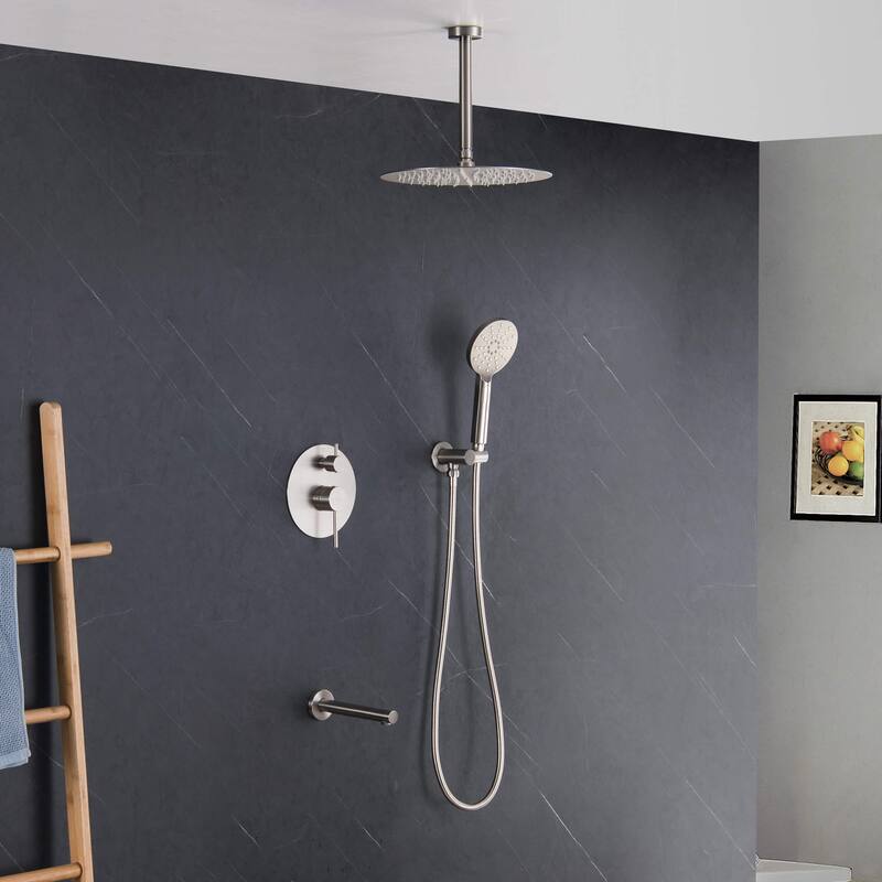 Pressure Balanced Ceiling Mounted 3-Function Shower System with Rough In Valve