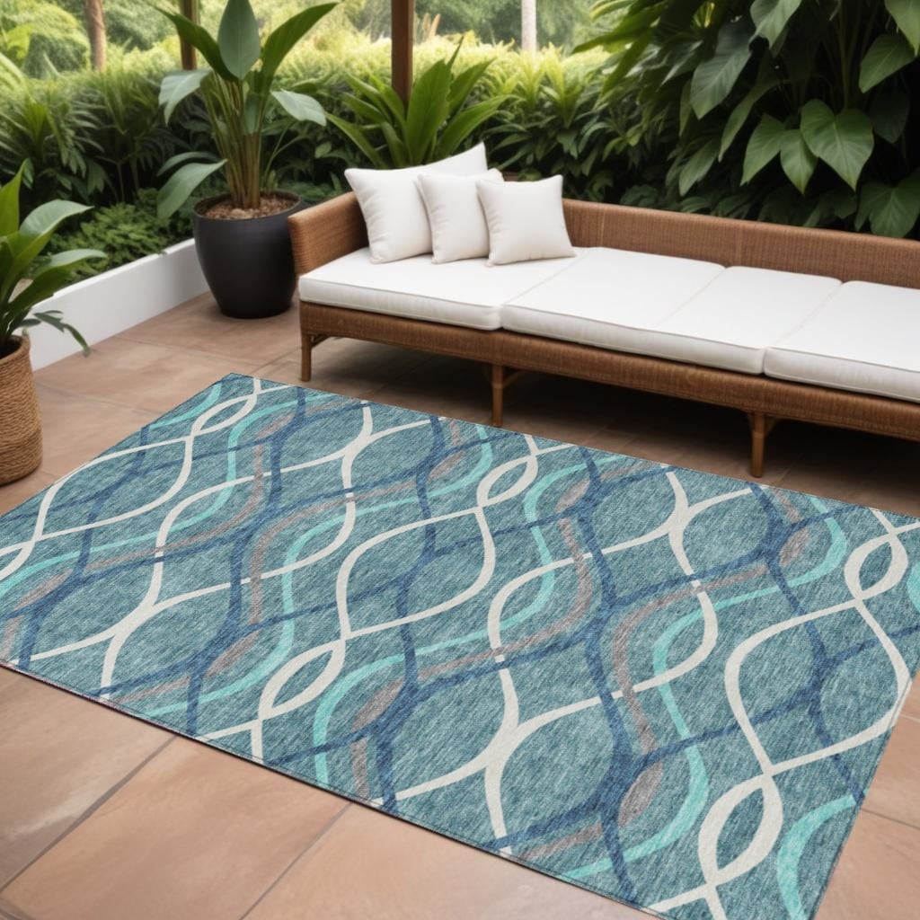 HomeRoots Abstract Transitional Rectangle Outdoor Rug