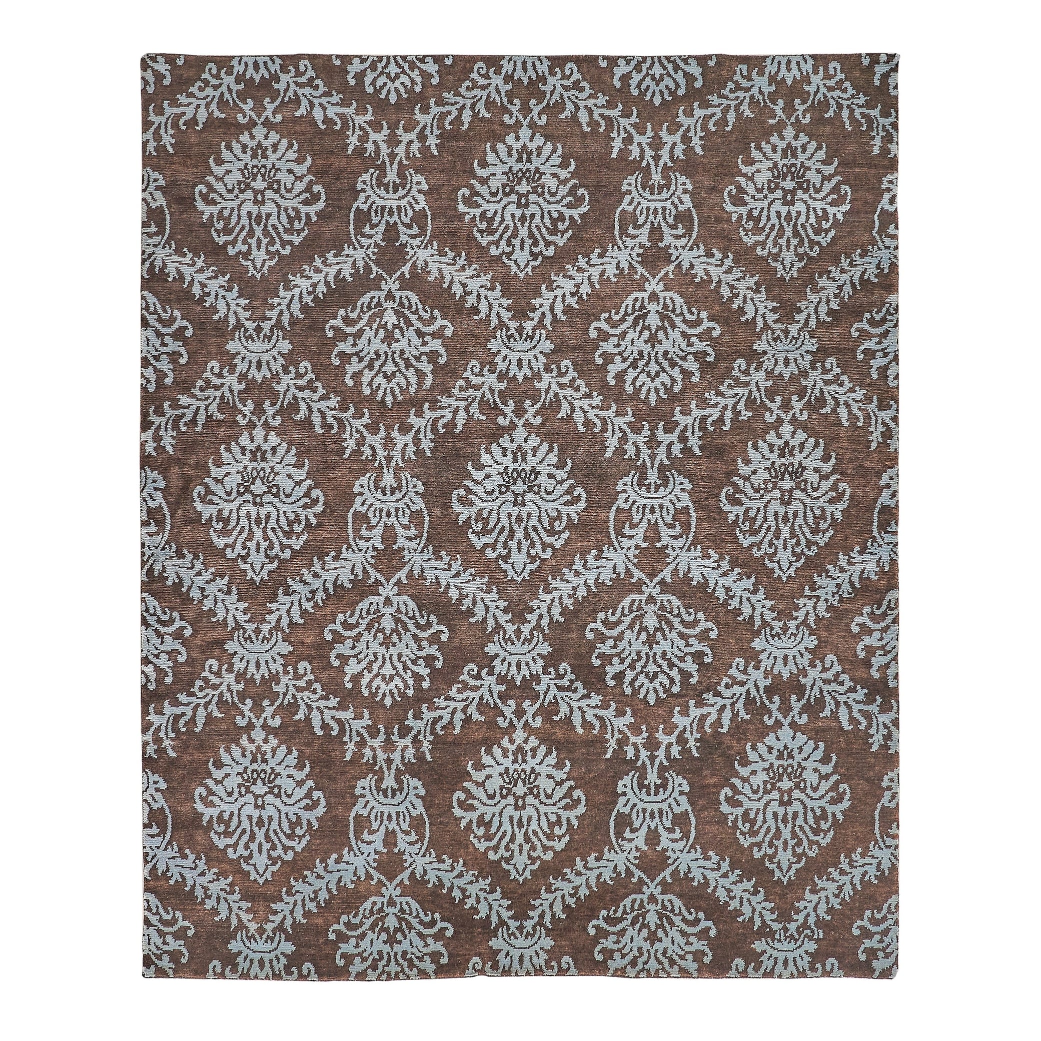 Metro hand-knotted New Zealand Wool Brown/Light Blue Area Rug