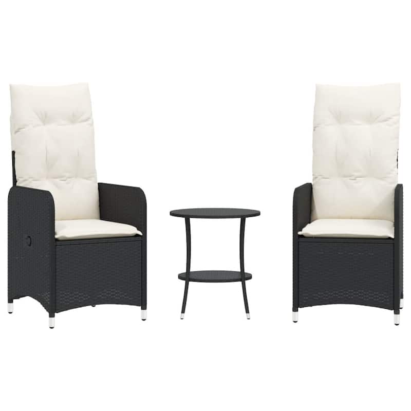 vidaXL Reclining Patio Chair with Cushions Outdoor Seat Furniture Poly Rattan