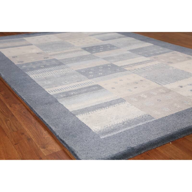 Geometric / Tribal Gabbeh Indian Area Rug Handmade Wool Carpet - 5'3" x 7'7" - 5'3" x 7'7" - Multi-Color