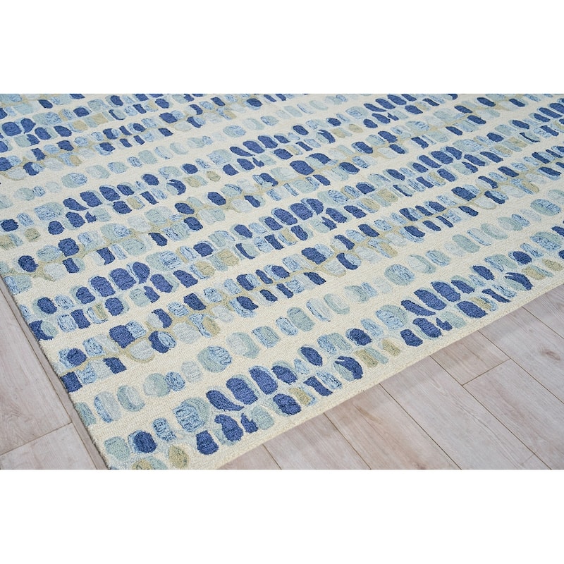 EXQUISITE RUGS Colorplay Hand-tufted New Zealand Wool Navy/Beige Area Rug.