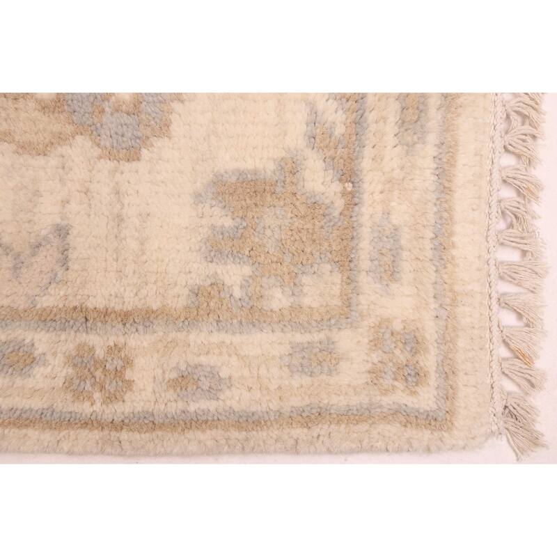 ECARPETGALLERY Hand-knotted Royal Oushak Ivory Wool Rug - 6'2 x 8'6