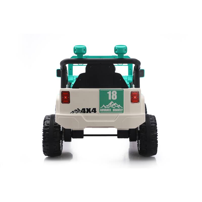 12V Kids Electric Ride-On Car with Remote Control, Green/White, Spring Suspension & LED Lights - Green