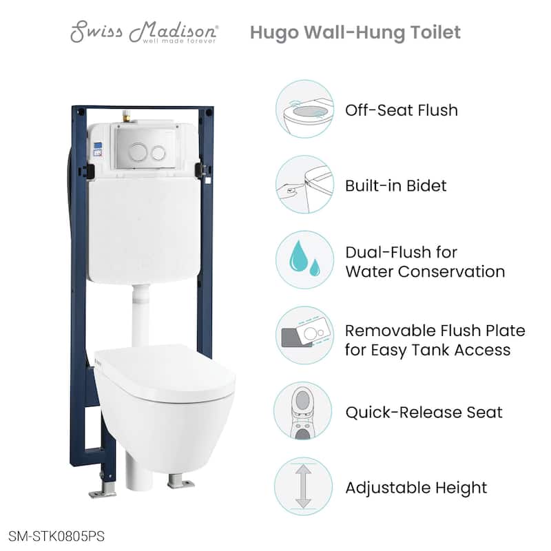 Swiss Madison SM-STK0805PS Hugo 1.6 GPF Dual Flush Wall Mounted One