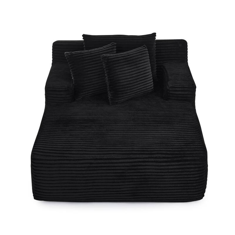 Roomfitters Velvet Lounge Chair No Assembly Required, Fluffy Single Lazy Sofa for Living Room and Bedroom