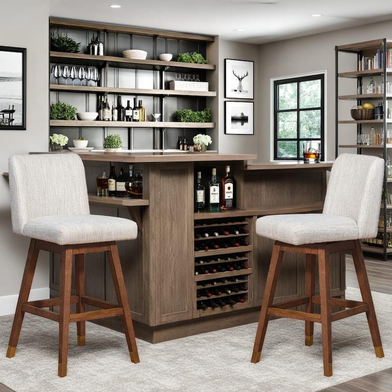 Basila Upholstered Bar or Counter Height Swivel Barstool