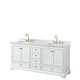preview thumbnail 14 of 15, Deborah 72-inch Double Bathroom Vanity, No Mirrors White, Gold Trim, White Carrara Marble Top