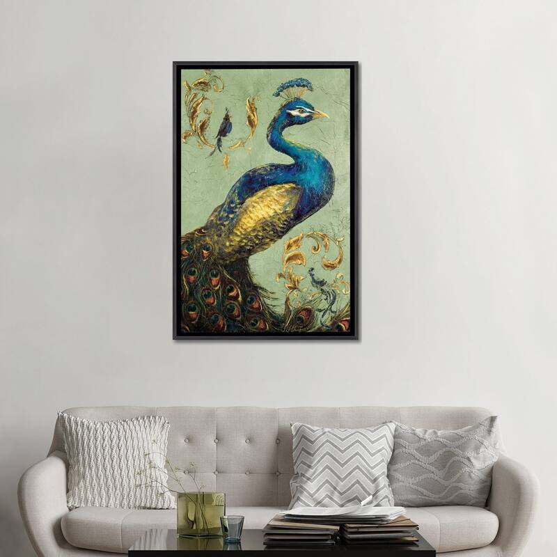 iCanvas "Peacock on Sage I" by Tiffany Hakimipour Framed