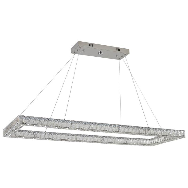 4-Light Chrome LED Chandelier With Clear Crystal Accents