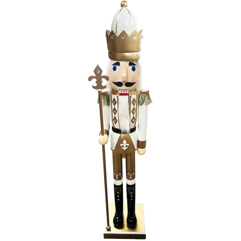 60" White & Gold Nutcracker