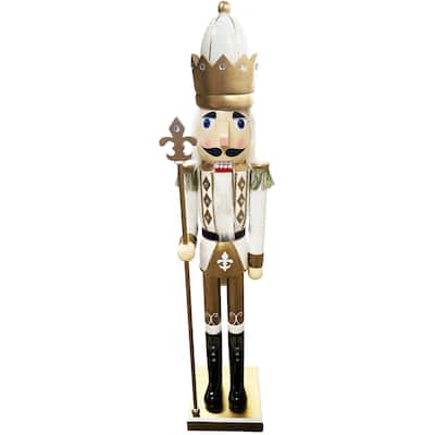 60" White & Gold Nutcracker